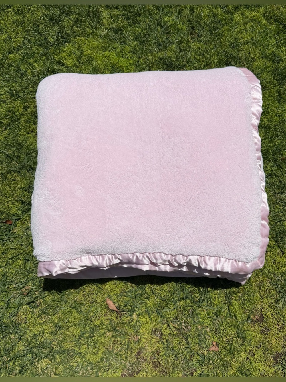 Simply Shabby Chic Pink 2-Ply Satin Trim Plush Blanket Rachel Ashwell Qn READ!